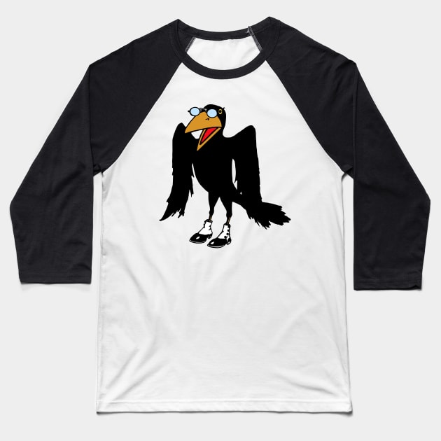 Wise Black Bird Baseball T-Shirt by KarwilbeDesigns